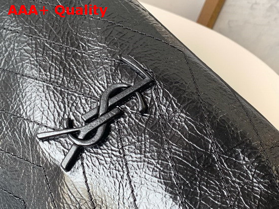 Saint Laurent Niki Medium Shopping Bag in Black Crinkled Vintage Leather Replica