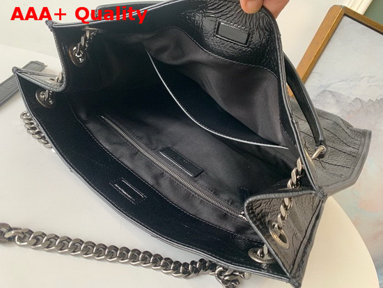 Saint Laurent Niki Medium Shopping Bag in Black Crinkled Vintage Leather Replica