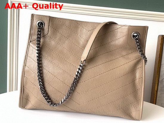 Saint Laurent Niki Medium Shopping Bag in Light Natural Crinkled Vintage Leather Replica