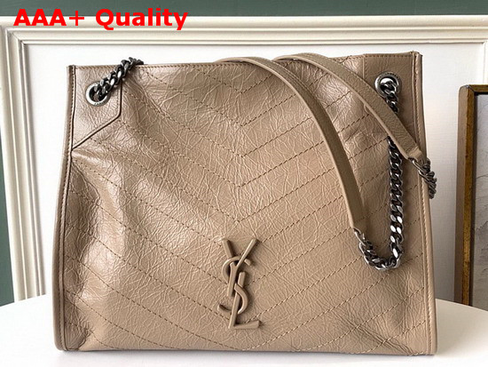 Saint Laurent Niki Medium Shopping Bag in Light Natural Crinkled Vintage Leather Replica