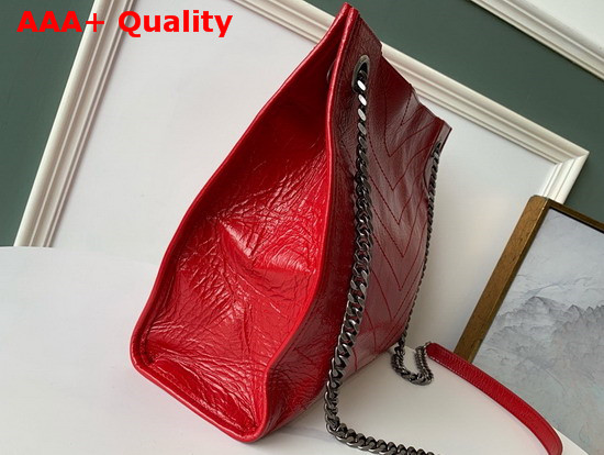 Saint Laurent Niki Medium Shopping Bag in Red Crinkled Vintage Leather Replica