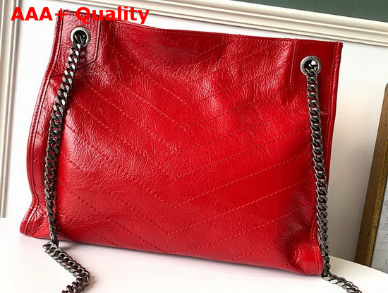 Saint Laurent Niki Medium Shopping Bag in Red Crinkled Vintage Leather Replica