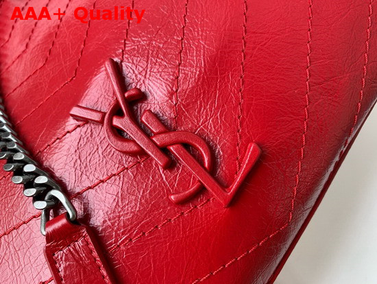 Saint Laurent Niki Medium Shopping Bag in Red Crinkled Vintage Leather Replica