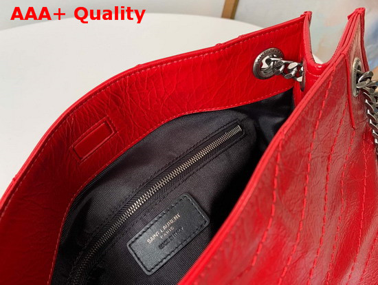 Saint Laurent Niki Medium Shopping Bag in Red Crinkled Vintage Leather Replica