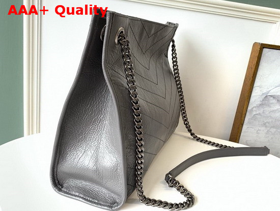 Saint Laurent Niki Medium Shopping Bag in Storm Crinkled Vintage Leather Replica