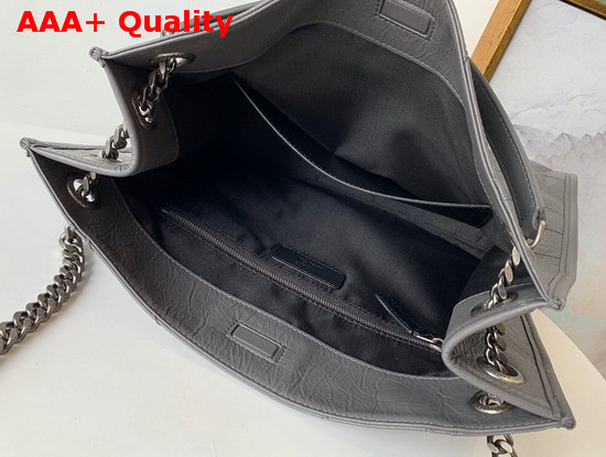 Saint Laurent Niki Medium Shopping Bag in Storm Crinkled Vintage Leather Replica