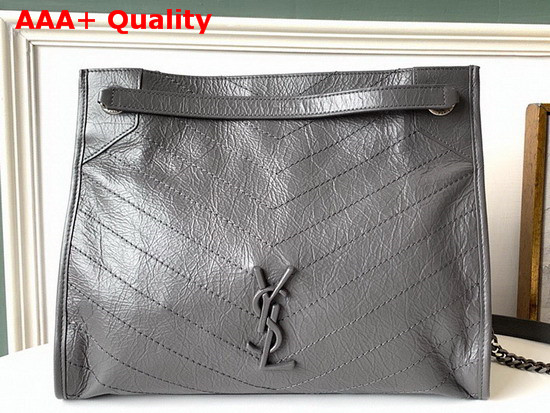 Saint Laurent Niki Medium Shopping Bag in Storm Crinkled Vintage Leather Replica