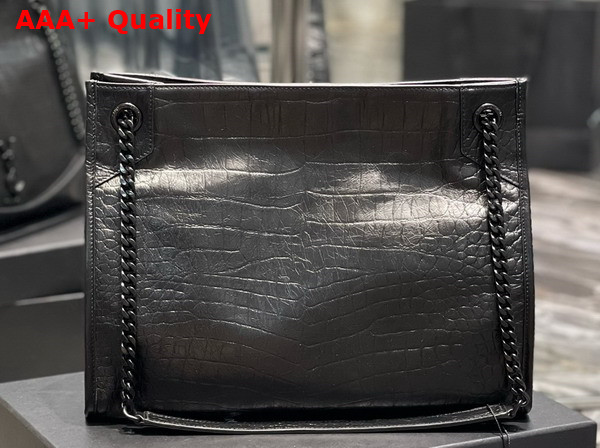 Saint Laurent Niki Medium Shopping in Black Crocodile Embossed Leather Replica