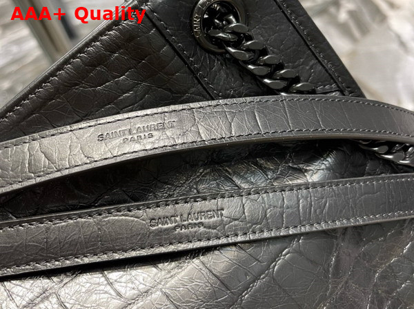 Saint Laurent Niki Medium Shopping in Black Crocodile Embossed Leather Replica