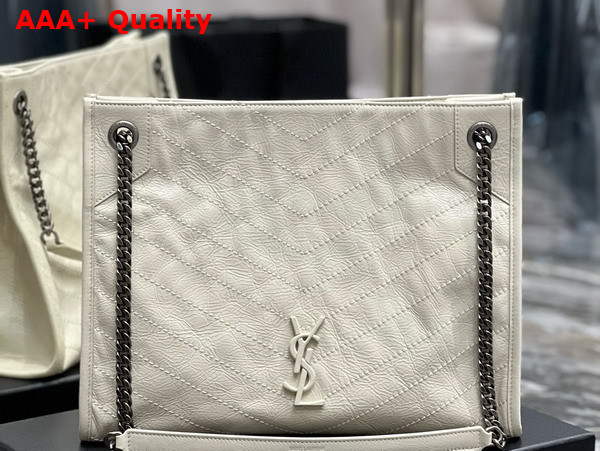 Saint Laurent Niki Medium Shopping in Blanc Vintage Leather Replica