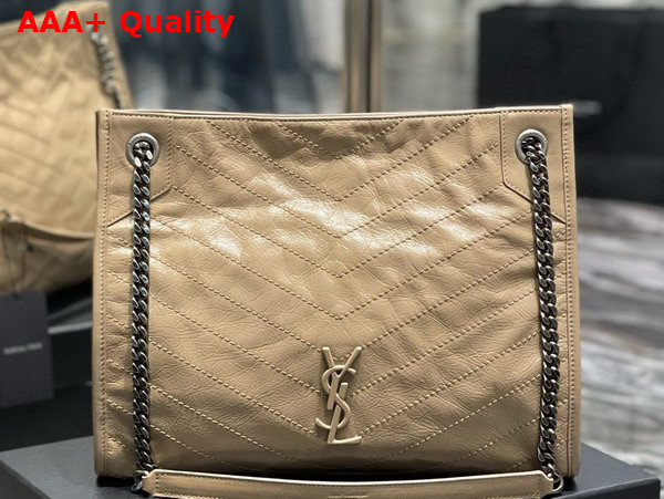 Saint Laurent Niki Medium Shopping in Dark Beige Vintage Leather Replica