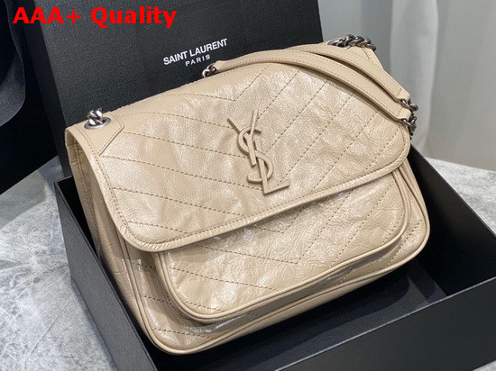 Saint Laurent Niki Medium in Blanc Crinkled Vintage Leather Replica