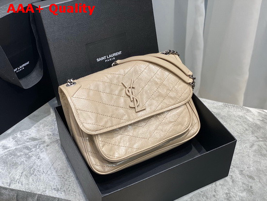 Saint Laurent Niki Medium in Blanc Crinkled Vintage Leather Replica