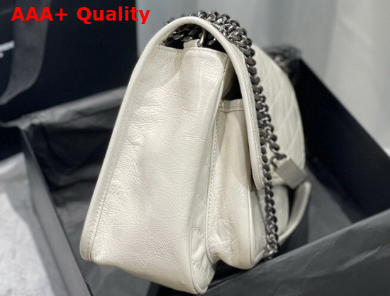 Saint Laurent Niki Medium in Crinkled Vintage Leather Blanc Vintage Replica