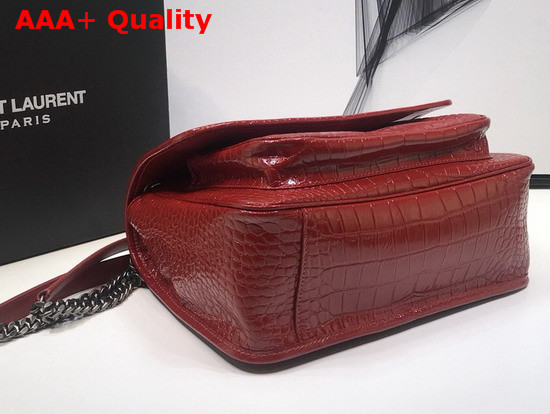 Saint Laurent Niki Medium in Crocodile Embossed Patent Leather Red Replica