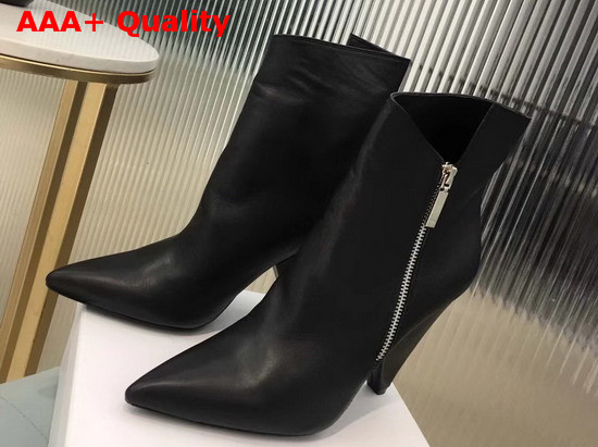 Saint Laurent Niki Wedge Booties in Black Leather Replica