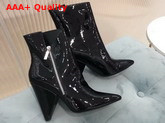 Saint Laurent Niki Wedge Booties in Black Patent Leather Replica