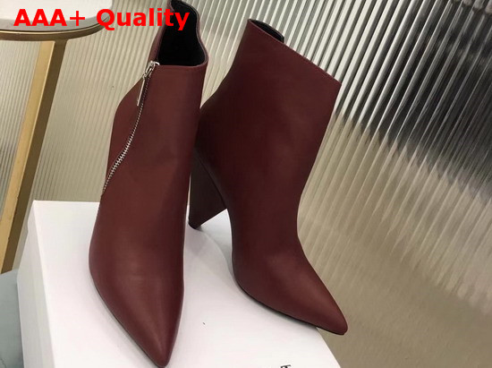 Saint Laurent Niki Wedge Booties in Dark Red Leather Replica