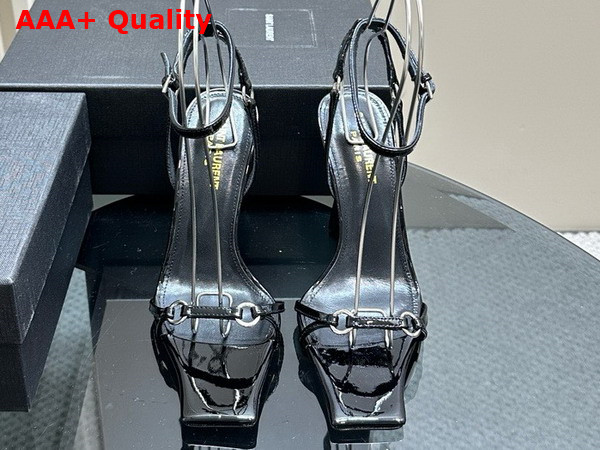 Saint Laurent Nova Sandals in Black Patent Leather Replica