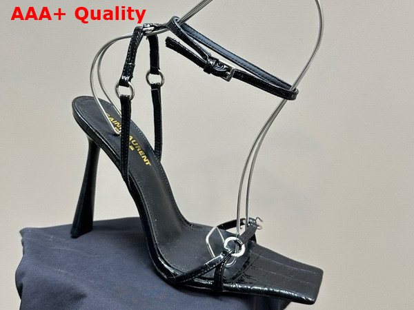 Saint Laurent Nova Sandals in Black Patent Leather Replica