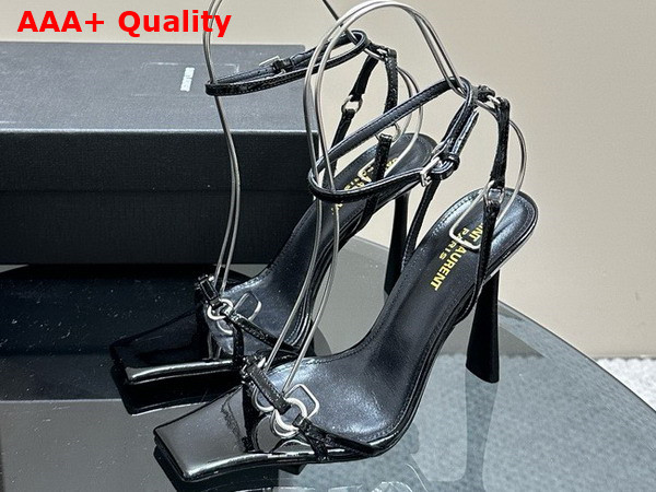 Saint Laurent Nova Sandals in Black Patent Leather Replica