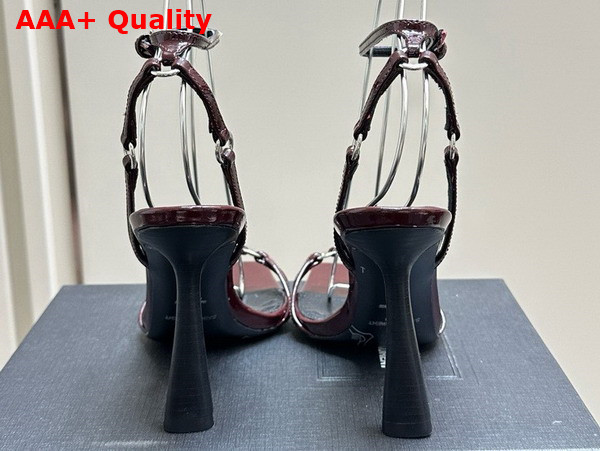 Saint Laurent Nova Sandals in Deep Bordeaux Patent Leather Replica