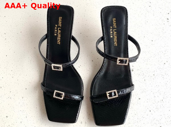 Saint Laurent Nuit Mules in Black Python Replica