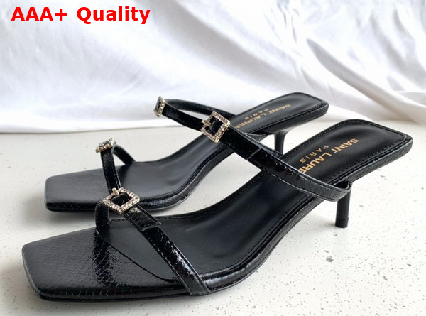 Saint Laurent Nuit Mules in Black Python Replica