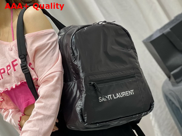 Saint Laurent Nuxx Backpack in Nylon Silver Black Replica