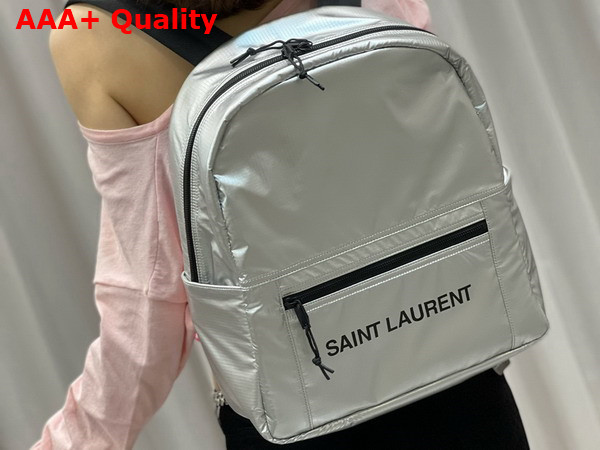 Saint Laurent Nuxx Backpack in Silver Nylon Replica