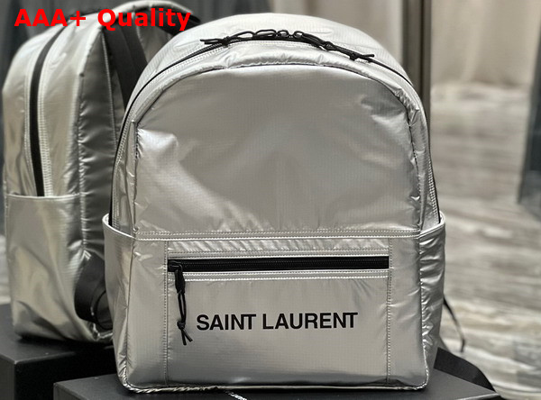 Saint Laurent Nuxx Backpack in Silver Nylon Replica