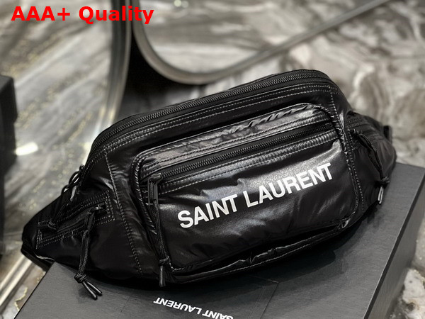 Saint Laurent Nuxx Crossbody Bag in Nylon Black and Platinum Replica