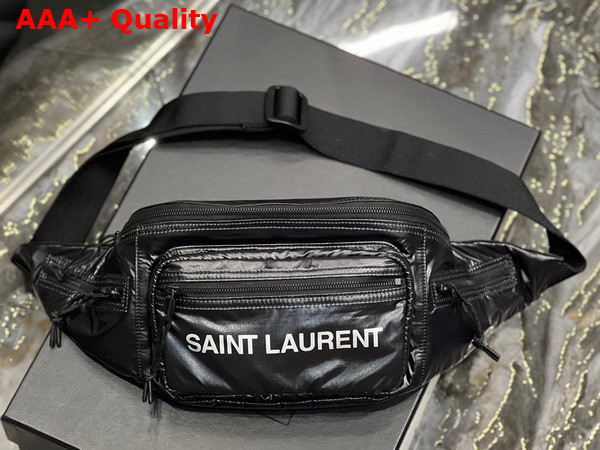 Saint Laurent Nuxx Crossbody Bag in Nylon Black and Platinum Replica