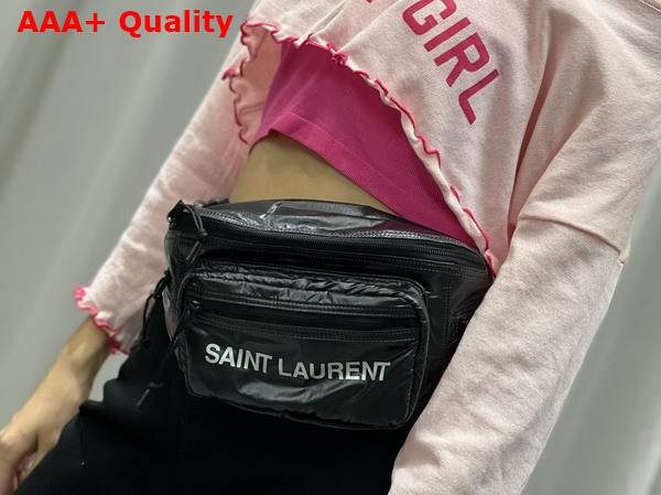 Saint Laurent Nuxx Crossbody Bag in Nylon Black and Platinum Replica