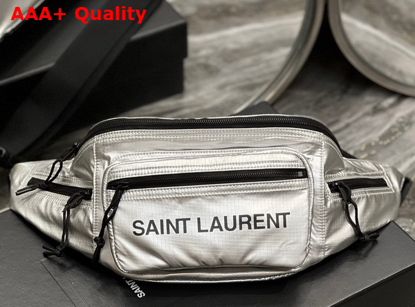 Saint Laurent Nuxx Crossbody Bag in Silver Nylon Replica