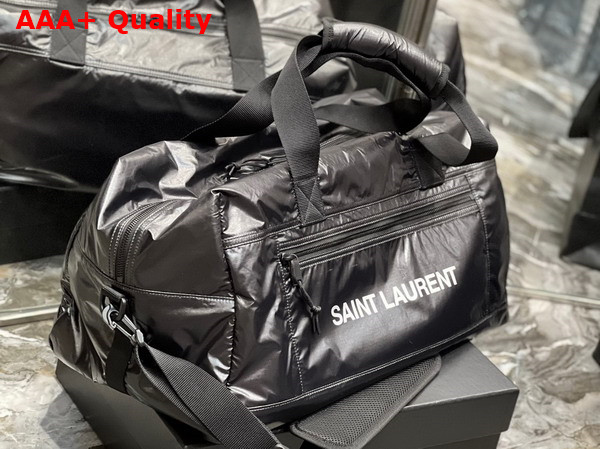 Saint Laurent Nuxx Duffle in Nylon Black and Platinum Replica