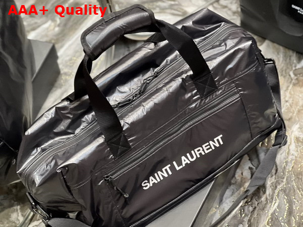 Saint Laurent Nuxx Duffle in Nylon Black and Platinum Replica