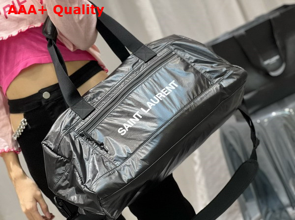 Saint Laurent Nuxx Duffle in Nylon Black and Platinum Replica