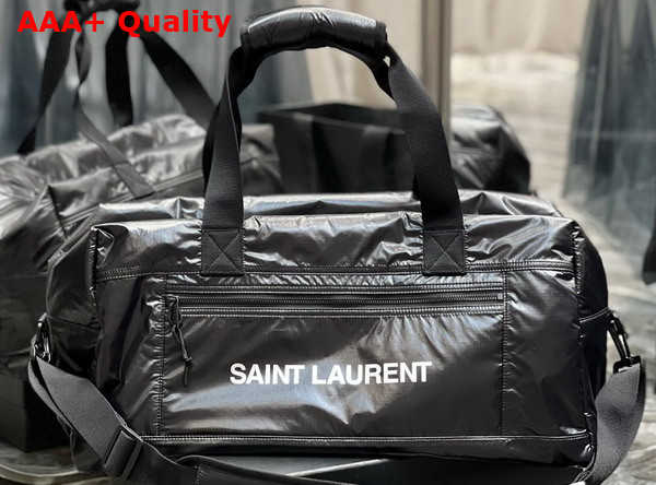 Saint Laurent Nuxx Duffle in Nylon Black and Platinum Replica