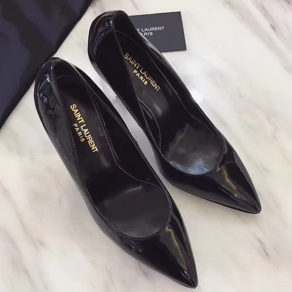 Saint Laurent Opyum 110 Pump in Black Patent Leather and Chrome For Sale