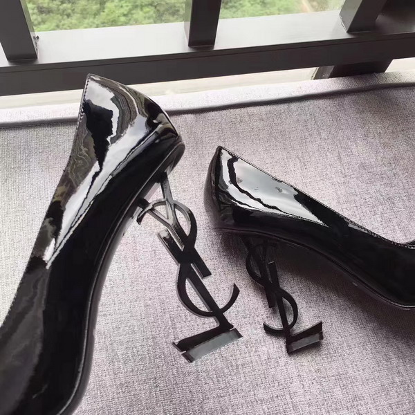 Saint Laurent Opyum 110 Pump in Black Patent Leather and Chrome For Sale