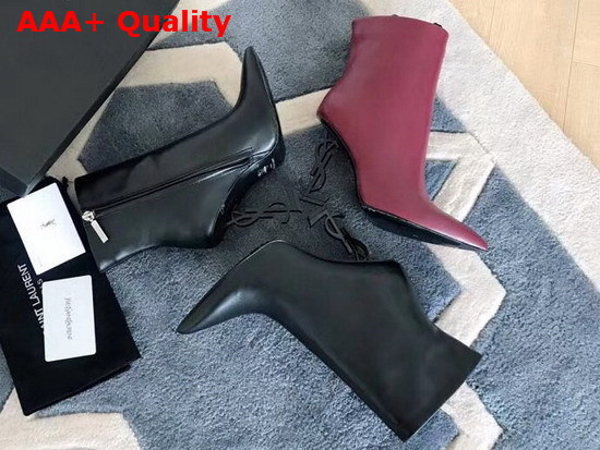 Saint Laurent Opyum Ankle Boot in Black Leather with Black Heel Replica