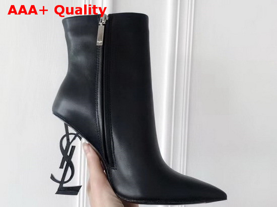 Saint Laurent Opyum Ankle Boot in Black Leather with Black Heel Replica