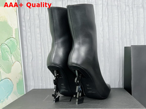 Saint Laurent Opyum Booties in Black Leather with Black Heel Replica