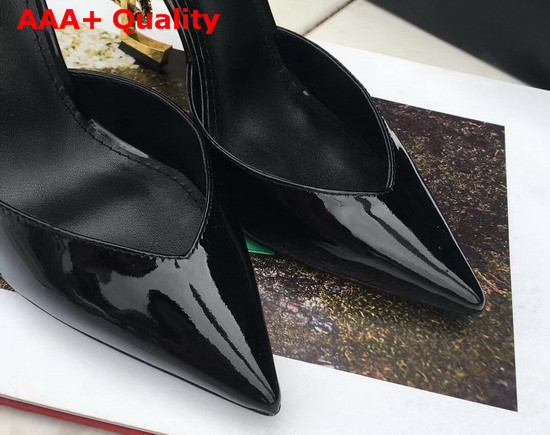 Saint Laurent Opyum Dorsay Pumps in Black Patent Leather with Bronze Snake Heel Replica