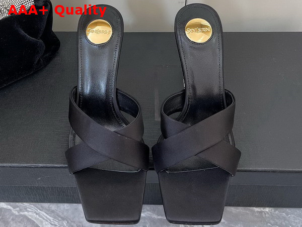 Saint Laurent Opyum Mules in Satin Crepe Black Replica