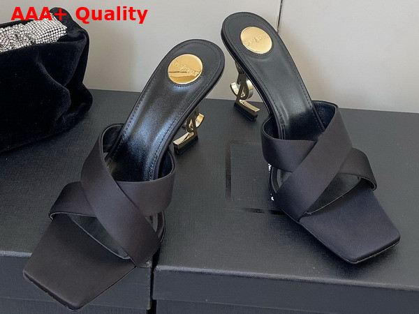 Saint Laurent Opyum Mules in Satin Crepe Black Replica