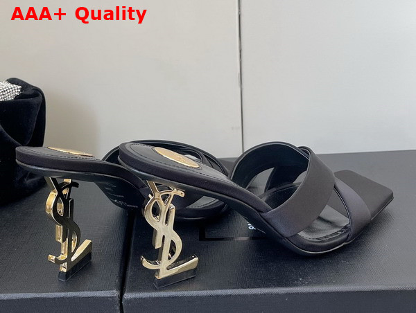 Saint Laurent Opyum Mules in Satin Crepe Black Replica