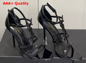 Saint Laurent Opyum Sandals in Black Patent Leather with Black Metal Replica