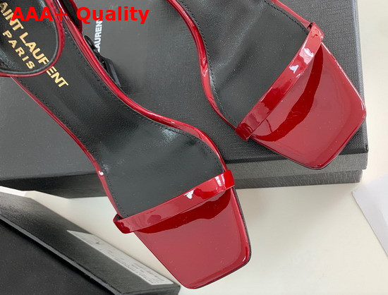 Saint Laurent Opyum Sandals in Patent Leather with Gold Tone Heel Burgundy Replica